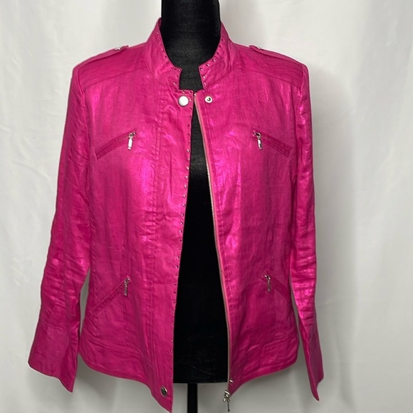 berek Jackets & Blazers - Berek 100% Linen Pink Jacket with Jewel/Stones | Size S